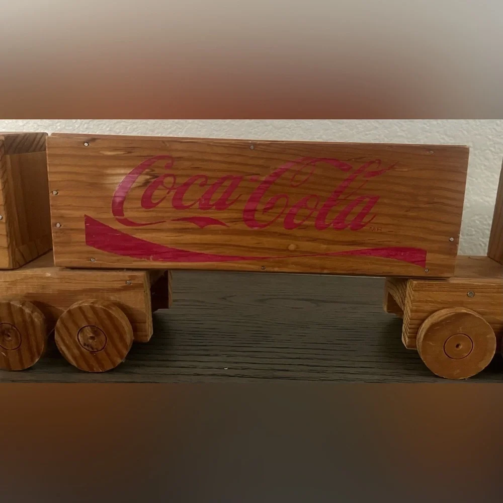 Vintage coca cola wooden truck piggy bank